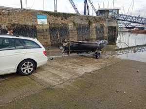 Picking up a traditional Cornish built wood rowing boat as a prop