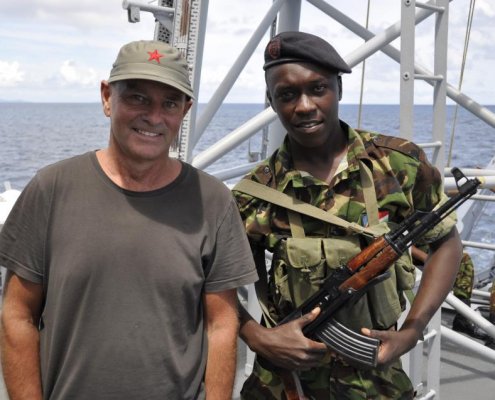 John on location filming Somali Pirates