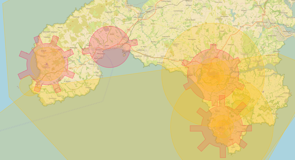 Drone flying exclusion zones